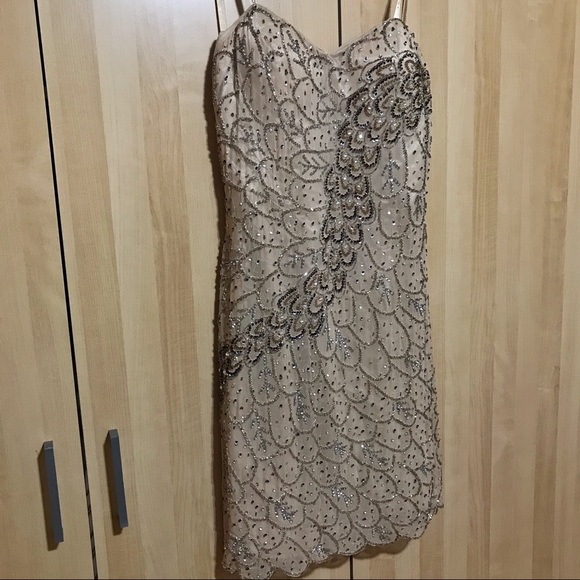 Nude Sequence Strapless Formal Dress - Picture 8 of 8